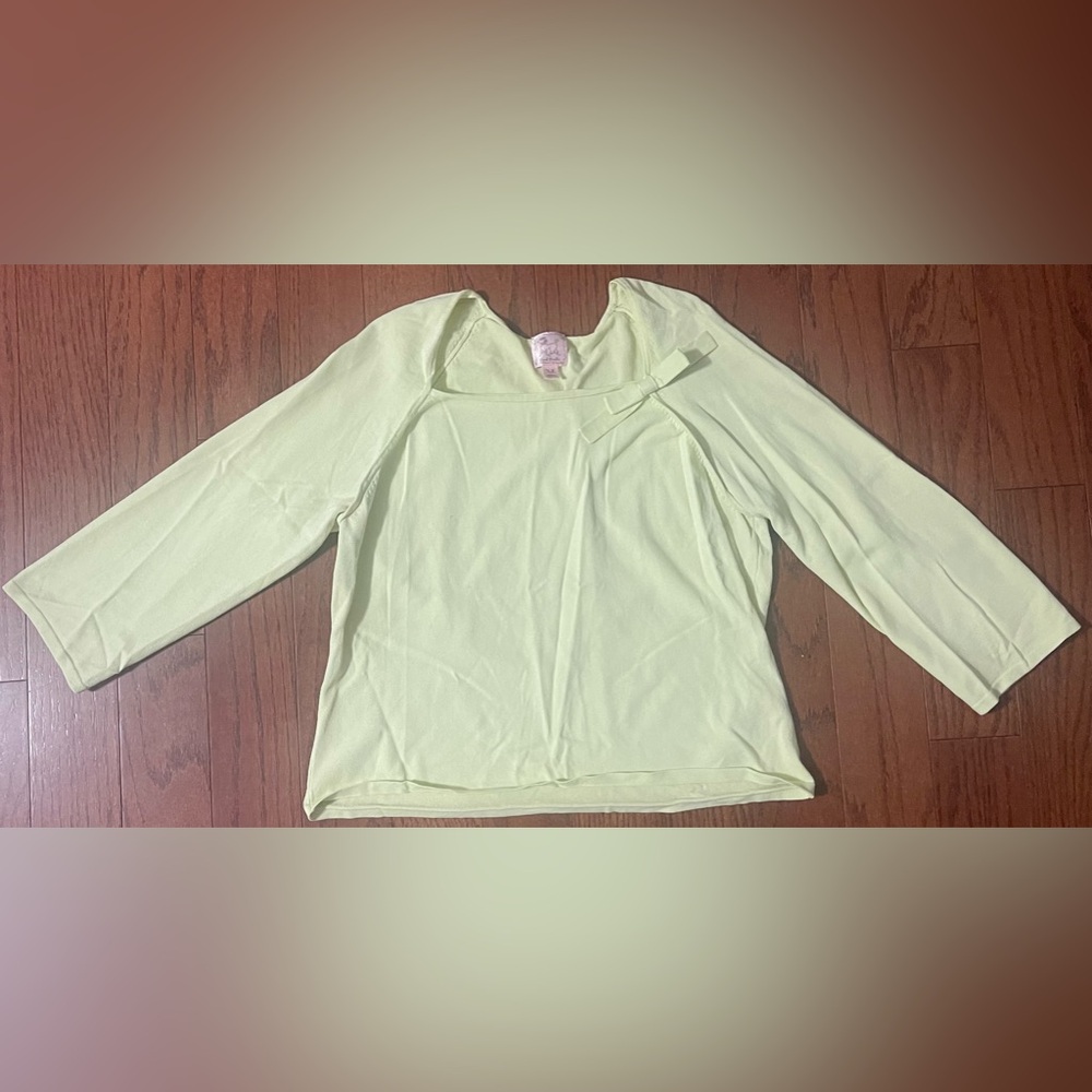 Y2K Pink Poodle 3/4 sleeve shirt with bow detail